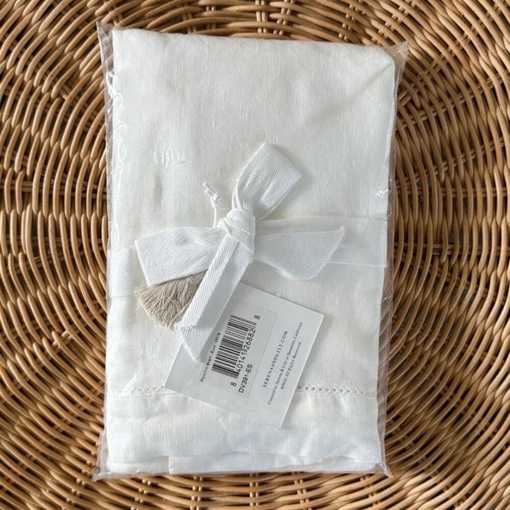 NEW Serena & Lily Portofino Linen Euro Pillow Sham-White